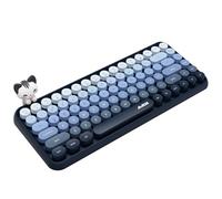 FELiCON 308i Teclado Inalámbrico Retro, Teclado de Computadora Lindo Silencioso, Bluetooth 5.0, QWERTY Round Punk Keycaps, Compact 84 Teclas, Textura Mate para PC, Laptop, Mac - Azul