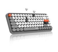 FELiCON 308i Teclado Retro inalámbrico, Bluetooth 5.0, Teclado de Ordenador Lindo y silencioso con Compacto 84 Rondas Teclas, Textura Mate, Tipo Writer Design, QWERTY para PC, Mac, Laptop-Gris
