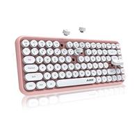 FELiCON Teclado inalámbrico retro 308i, Bluetooth, silencioso, lindo, teclado de computadora con 84 teclas redondas Punk, compacto, ligero, textura mate, diseño de máquina de escribir para PC