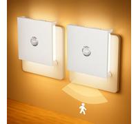 Feliigo Luz Nocturna con Sensor de Movimiento, 2 Piezas Luz Nocturna Infantil Enchufe Regulable con 3 Modos, Brillo Ajustables para Habitación de Niños, Baño, Pasillo, Cocina, Escaleras