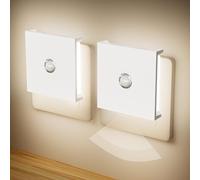 Feliigo Luz Nocturna con Sensor de Movimiento, 2 Piezas Luz Nocturna Infantil Enchufe Regulable con 3 Modos, Brillo Ajustables para Habitación de Niños, Baño, Pasillo, Cocina, Escaleras