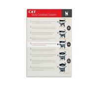 Feline BCS Chart Poster Cat Health Body Condition Score Guide Wall-Art for Veterinary Clinic Exam Room Decor(Framed,08x12inch(20x30cm))