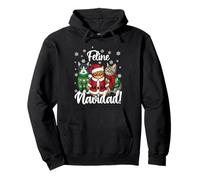 Feline Christmas Funny Cat Merry Christmas Feo Navidad Sudadera con Capucha