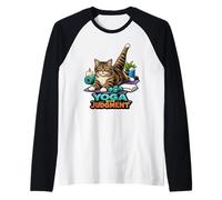 Feline Fitness Filósofo Yoga con Juicio Camiseta Manga Raglan