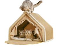 Feline - Home Nest Sleep Den, Rope Claw Panel paired Plush Yearround Lounger Base, Thermal Snuggle Retreat Station, Ideal for Apartment Lounge Sleeping Quarters
