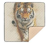 Feline in Watercolor Style Art Cute - Tapete plegable para gimnasio y actividades para interiores y exteriores, cómodo tapete para gatear, para bebés pequeños, 50 x 50 pulgadas