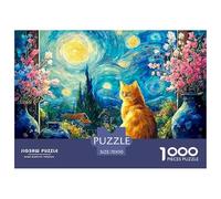Feline Sitting on The Windowsill 1000 Stück Premium-Karton Puzzle Van-Gogh Style Starry Sky Stressabbau Kreatives Spiel Puzzles Als Wohnaccessoires 70x50cm/1000pcs Feline Sitting on The Windowsill 10