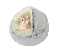Feline Snuggle Den - Cama de acompañamiento relajante de tela lavable a | prueba de lavandería, de piel sintética tipo , cuna acolchada extraíble, refugio compacto para mascotas