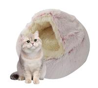 Feline Snuggle Den - Cama de acompañamiento relajante de tela lavable a prueba de lavandería, de piel sintética tipo nube, cuna acolchada extraíble, refugio compacto para mascotas