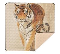 Feline Striding Forward Classic Art - Alfombrilla plegable para gimnasio y actividades para interiores y exteriores, no tóxica, para bebés pequeños, 50 x 50 pulgadas