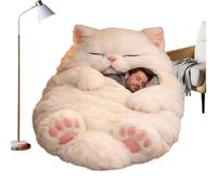 Feline Themed Snuggle Sack - Thermal Wearable Blanket for Lounging | Padded Polyester Fill with Machine Safe Shell & Whiskered Graphic Print for Housewarming, Sleepovers, Hotels and Apartments