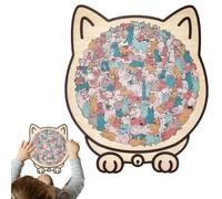 Feline Wood Puzzles - 135pc Mind Learning Maze, Difficult Thinking Skill Development Activity Set Gift For Nursery Children, Creative Art Figurine Desktop Countertop Home Apartment Display Adornment