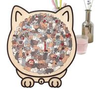 Feline Wood Puzzles - 135pc Mind Learning Maze, Difficult Thinking Skill Development Activity Set Gift For Nursery Children, Creative Art Figurine Desktop Countertop Home Apartment Display Adornment