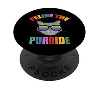 Felino El Purride LGBT Rainbow Kitty Felino Vintage Gay PopSockets PopGrip Adhesivo
