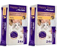 FELIWAY Happy Snack - Pack Ahorro de deliciosos y cremosos premios calmantes para Gatos (24 Sobres). Ayuda a los Gatos a sentirse más tranquilos y a Mejorar vuestro vínculo. (Paquete de 2)
