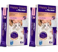 FELIWAY Happy Snack Sabor salmón - Deliciosos y cremosos premios calmantes para Gatos (6 Sobres). Ayuda a los Gatos a sentirse más tranquilos y a Mejorar vuestro vínculo. (Paquete de 2)