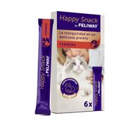 FELIWAY Happy Snack Sabor Ternera - Deliciosos y cremosos premios calmantes para Gatos (6 Sobres). Ayuda a los Gatos a sentirse más tranquilos y a Mejorar vuestro vínculo.