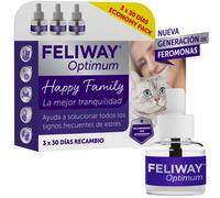 Feliway Optimum 3PACK - Recambio 3 Meses - Difusor Feromonas Felinas - 70 m2