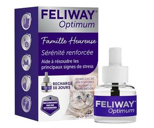 FELIWAY Optimum - Antiestrés para gatos - Complejo de feromonas calmantes para una serenidad reforzada - 1 recarga de 30 días - Recomendado por veterinarios