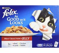 Felix As Good as it Looks Meat Selection in Jelly 12 x 100 g (Pack of 4, Total 48 Pouches)