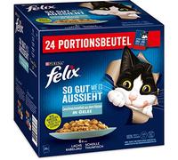 Felix Comida húmeda para Gatos So gut wie es mira en gelatina Sabor Variedad del Agua, Paquete de 1 Unidad (24 x 85 g) Bolsa de porciones
