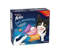 FELIX Deli Moments (48x10 gr) - Multipack de Snack para Gatos Adultos (Salmón, y Pollo)