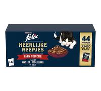 FELIX Deliciosas Rayas Granja selección 44 x 80 g (44 Bolsas de porción; 3,52 kg)