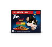 FELIX Deliciosos Dúos Gelatina con Verduras (24x85 gr) - Alimento Completo para Gatos Adultos con Sabores Mixtos con Verduras (Buey y Ave, Cordero y Pollo, Pavo y Pato, Cerdo y Caza)