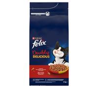 Felix Doubly Delicious Karma para gatos adultos con una deliciosa mezcla de ternera y pollo 2 kg