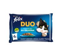 FELIX Duo Gelatina (4x85 gr) - Comida Húmeda Festín del Mar ( y Salmón, y Trucha, Salmón y , Trucha y )