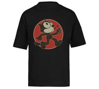 Félix El Gato Sigue Caminando Camiseta Extragrande Holgada Negra Unisex Unisex Black tee Baggy Oversized T-Shirt