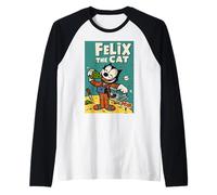 Félix el Gato soñador de Luna - Animación Celestial Retro de los años 20 Camiseta Manga Raglan