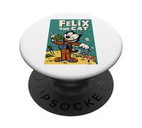 Félix el Gato soñador de Luna - Animación Celestial Retro de los años 20 PopSockets PopGrip Adhesivo