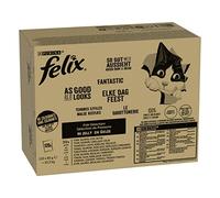 Felix Fantastic Comida Húmeda para Gatos Festín del Mar Pack Ahorro, 120 Sobres Fáciles de Servir, Tiernos Trozos en Gelatina, 4 Deliciosos Sabores, Nutrición 100% Completa y Equilibrada