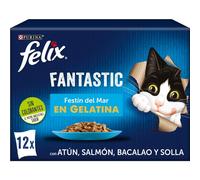 PURINA FELIX Fantastic Festín del Mar en Gelatina pack surtido sobres - Pack 12 x Bolsa de 85 gr
