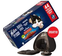 Felix Fantastic MIX sabores en gelatina: 44x85g + PURINA Tienda de campaña para gatos