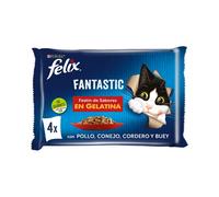 FELIX Gelatina (4x85 gr) - Comida Húmeda Festín de en Gelatina (, Pollo, y )