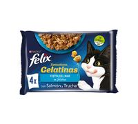 FELIX Gelatina (4x85 gr) - Comida Húmeda Festín del Mar (Salmón y Trucha)