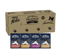 Felix Naturally Delicious Comida para Gatos húmeda Variedad de sabores del país con Verduras en gelatina, Paquete de 80 (80 x 80 g)