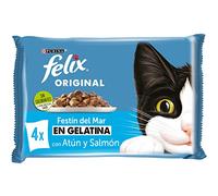 Purina Felix Gelatina Comida Húmeda para Gato Adulto Pack Surtido Pescados, 12 paquetes de 4 sobres de 85g - 48 sobres
