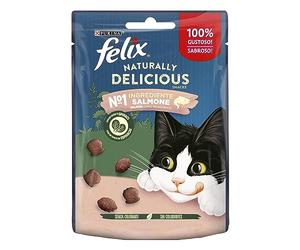 Felix Purina Naturally Delicious, Snacks, Premio para Gato con Salmón, Bolsa de 50g