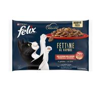 Felix Purina - Rebanadas de Vapor para Gatos con Carne y Pollo, 4 Sobres de 80 g