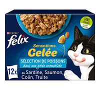 FELIX Sensaciones Jalea | Gato Adulto | Jalea Aromatizada |Selección de Pescados| Lote de 12 x 85 g | 1,02 kg | Bolsa Fresca