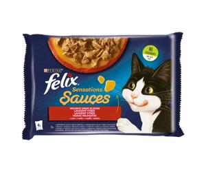 FELIX Sensaciones Salsa Comida para Gatos sabores del campo en salsa 4x85g