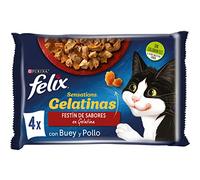Purina Felix Sensations Comida Húmeda para Gato Adulto Pack Surtido Carnes, 12 paquetes de 4 sobres de 85g - 48 sobres