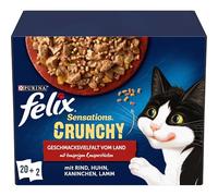 FELIX Sensations Crunchy Comida para Gatos húmeda en gelatina, Mezcla de variedades, 4 Unidades (4 x 20 Bolsas de 85 g)
