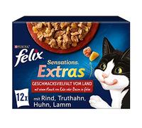 FELIX Sensations Extras Comida para Gatos húmeda en gelatina, Mezcla de variedades, 6 Unidades (6 x 12 Bolsas de 85 g)