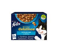 FELIX Sensations Festín del Mar en Gelatina - Alimento Húmedo Completo para Gatos Adultos (Combinados de Pescados y Verduras)