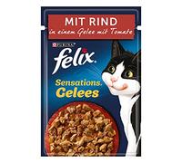 FELIX Sensations Jalees Comida húmeda para Gatos, con Carne de Vacuno y Tomate en gelatina, 26 Unidades (26 x 85 g)