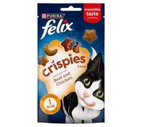 Felix - Snacks de la gama Crispies sabor a carne de vaca y pollo para gatos (8 Paquetes) (8 x 45g) (Puede Variar)